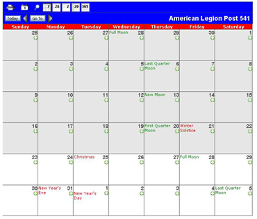 Legion Post 541 Calendar